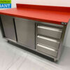 RVS HCB Premium-line Polyethylene PE Werkkast Kast Snijtafel 2 schuifdeuren 3 laden 150 cm Horeca Slagerij - Afbeelding 2