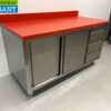 RVS HCB Premium-line Polyethylene PE Werkkast Kast Snijtafel 2 schuifdeuren 3 laden 150 cm Horeca Slagerij - Afbeelding 3