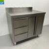 RVS Werkkast Kast Werktafel 2 klapdeuren en 3 laden 100 cm Horeca - Afbeelding 2