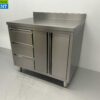 RVS Werkkast Kast Werktafel 2 klapdeuren en 3 laden 100 cm Horeca - Afbeelding 3