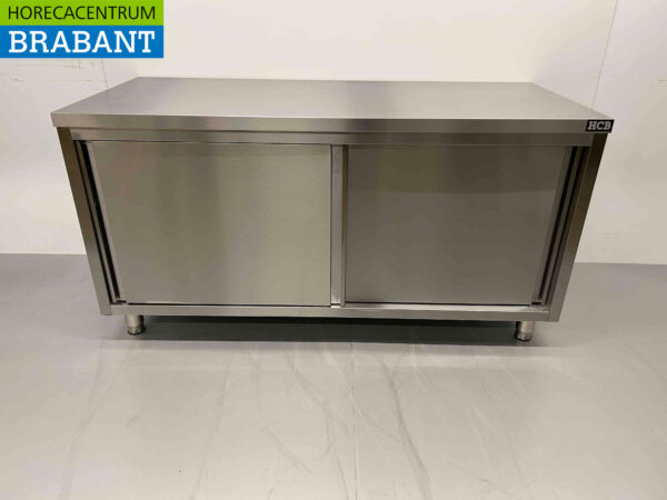 RVS HCB Werkkast Kast Werktafel Premium-line 2 schuifdeuren 160 cm Horeca