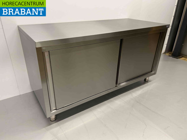 RVS HCB Werkkast Kast Werktafel Premium-line 2 schuifdeuren 160 cm Horeca - Afbeelding 3