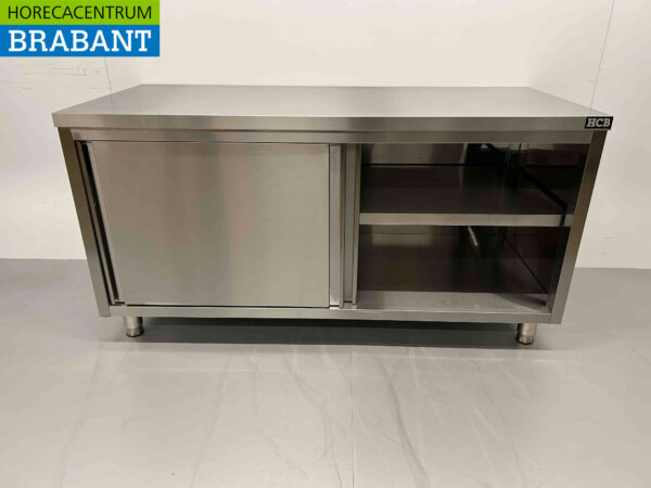 RVS HCB Werkkast Kast Werktafel Premium-line 2 schuifdeuren 160 cm Horeca - Afbeelding 4