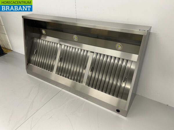 RVS Afzuigkap Dampkap met lamellen filters Premium-line 180 cm Schuin model Horeca - Afbeelding 2