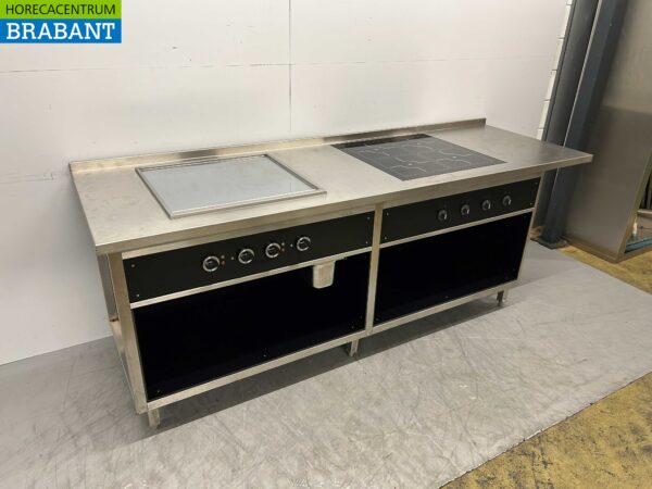 RVS Mareno Baklijn Elektrische spiegelbakplaat / bakplaat en 4 pits inductie 247 cm 400V Horeca - Afbeelding 2