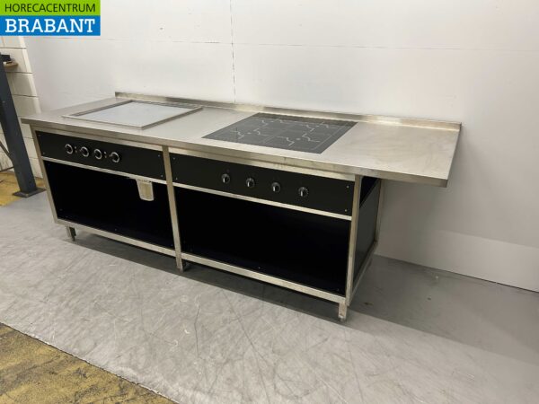 RVS Mareno Baklijn Elektrische spiegelbakplaat / bakplaat en 4 pits inductie 247 cm 400V Horeca - Afbeelding 3