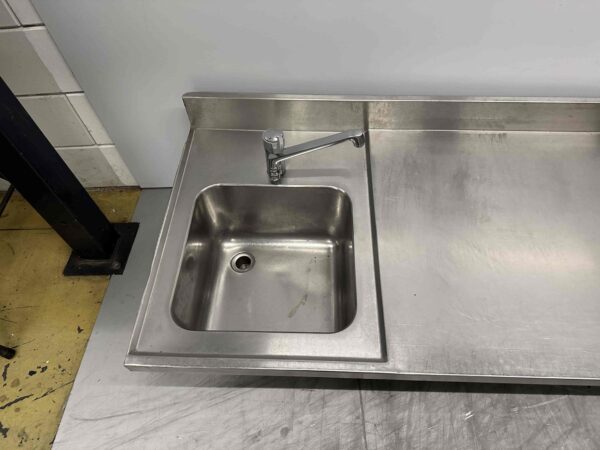 RVS Spoelblad met kraan 337 x 71 cm Horeca - Afbeelding 2