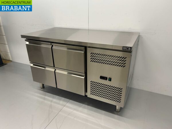 RVS Koelwerkbank 4 laden 136 cm 230V Horeca - Afbeelding 2