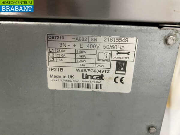 RVS Lincat Clam Grill Hamburgergrill Grillplaat 80 cm 17,2kW 400V Horeca - Afbeelding 6