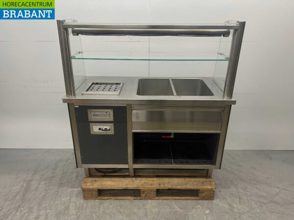 Groku Uitgiftebuffet Buffet Buffetdeel bain marie en warmtelamp 132,5 cm 230V Horeca