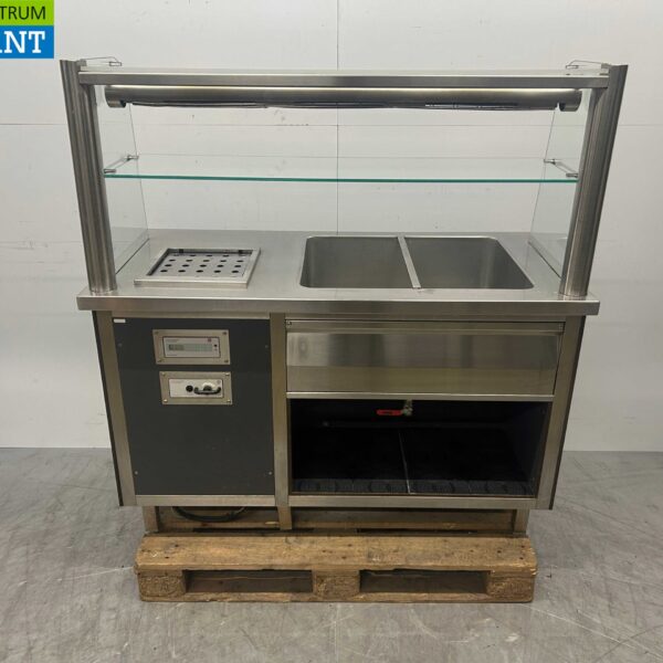 Groku Uitgiftebuffet Buffet Buffetdeel bain marie en warmtelamp 132,5 cm 230V Horeca
