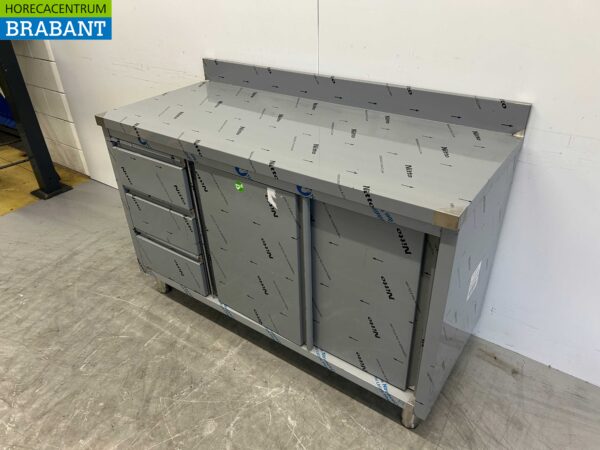 RVS Werkkast Kast Werktafel 2 schuifdeuren en 3 laden 140 cm Horeca - Afbeelding 2