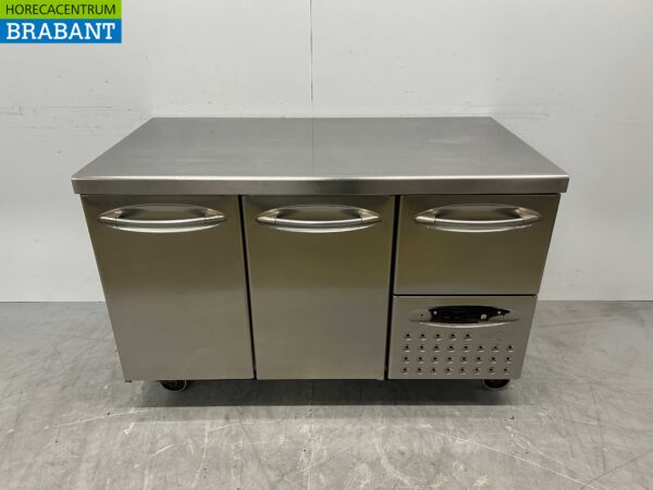 RVS Mercatus Verrijdbare Koelwerkbank 2 deuren en 1 lade 132 cm 230V Horeca