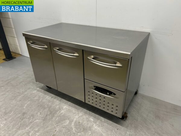 RVS Mercatus Verrijdbare Koelwerkbank 2 deuren en 1 lade 132 cm 230V Horeca - Afbeelding 2