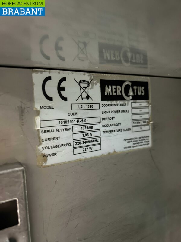 RVS Mercatus Verrijdbare Koelwerkbank 2 deuren en 1 lade 132 cm 230V Horeca - Afbeelding 6