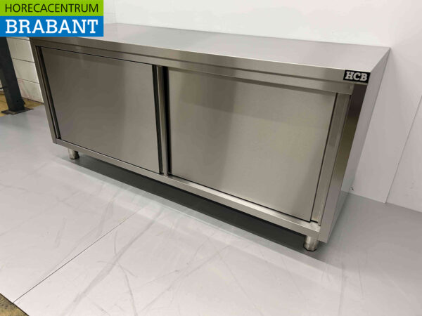 RVS HCB Werkkast Kast 2 schuifdeuren Premium-line 180 cm Horeca - Afbeelding 2