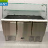HCB RVS Saladette Koelwerkbank 3 deuren 1/1 GN met glasopbouw 137 cm 230V Horeca