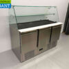 HCB RVS Saladette Koelwerkbank 3 deuren 1/1 GN met glasopbouw 137 cm 230V Horeca - Afbeelding 2