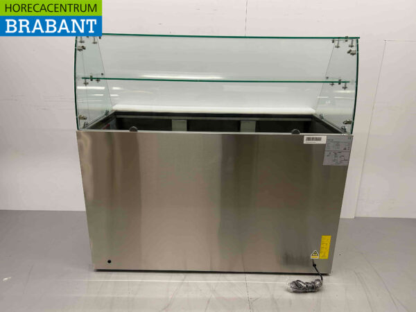 HCB RVS Saladette Koelwerkbank 3 deuren 1/1 GN met glasopbouw 137 cm 230V Horeca - Afbeelding 5