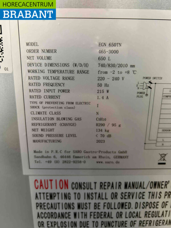 Saro RVS Koelkast Koeling 650 liter 230V Horeca - Afbeelding 5