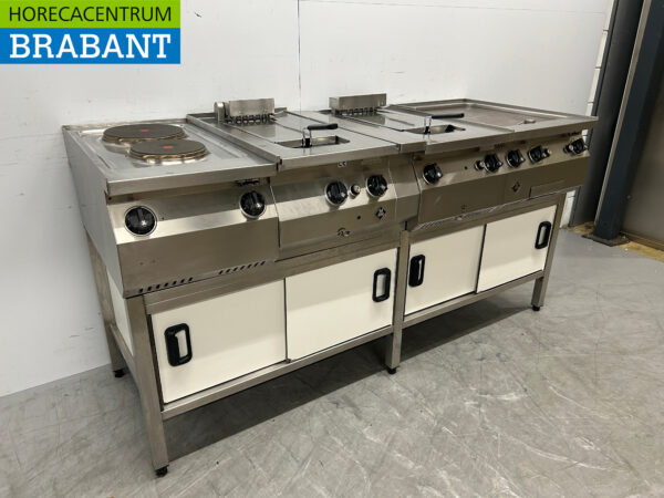 RVS MKN baklijn 2 pits fornuis, 2 x friteuse en bakplaat 400V Horeca - Afbeelding 3