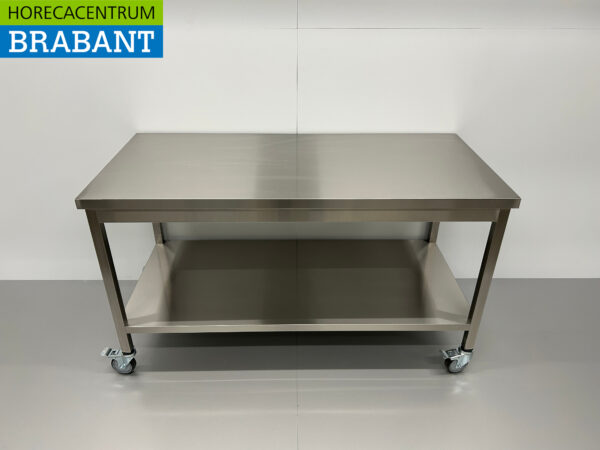 RVS Verrijdbare Werktafel Tafel Op Wielen 150 x 70 x 85 cm Horeca