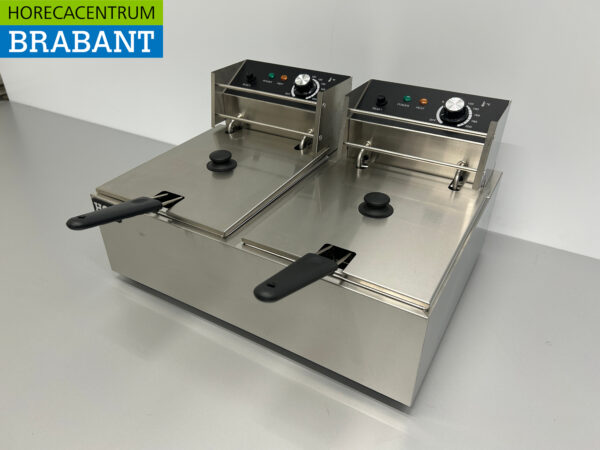 RVS Dubbele Friteuse Frituur 2 x 6 liter 230V Horeca - Afbeelding 3