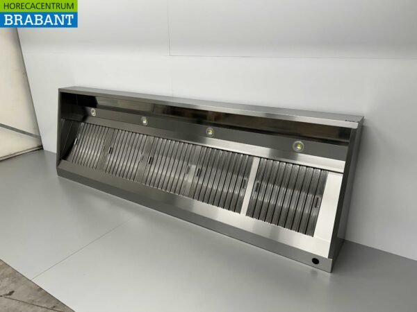 RVS Afzuigkap Dampkap met lamellen filters Premium-line 300 cm Schuin model Horeca - Afbeelding 2