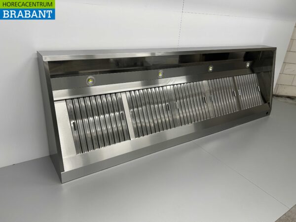 RVS Afzuigkap Dampkap met lamellen filters Premium-line 300 cm Schuin model Horeca - Afbeelding 3