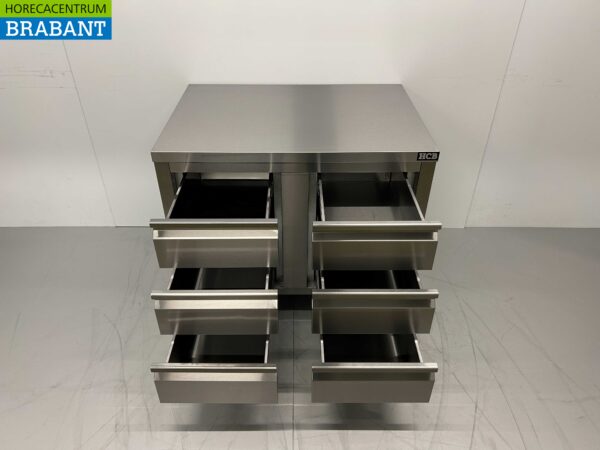 RVS Werkkast Kast Werktafel Ladenkast Premium-line 6 laden 1/1 GN 100 cm Horeca - Afbeelding 5