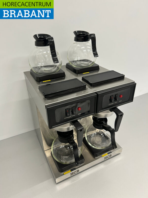 HCB RVS Dubbele Koffiemachine Koffieautomaat met 4 kannen 1,8 liter 230V Horeca - Afbeelding 2