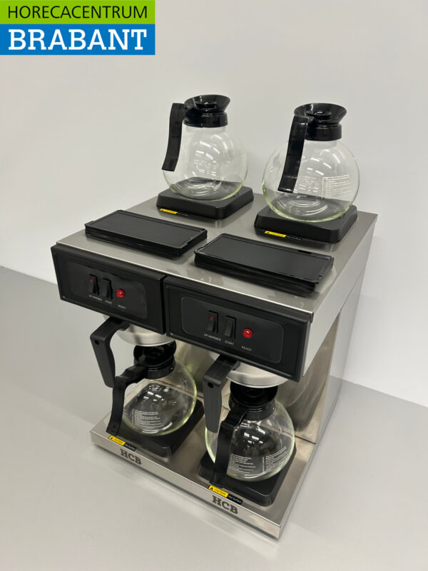 HCB RVS Dubbele Koffiemachine Koffieautomaat met 4 kannen 1,8 liter 230V Horeca - Afbeelding 3