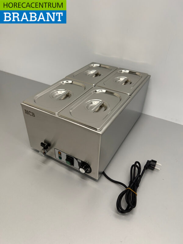 RVS HCB Bain marie 4 x 1/4 GN 230V Horeca - Afbeelding 3