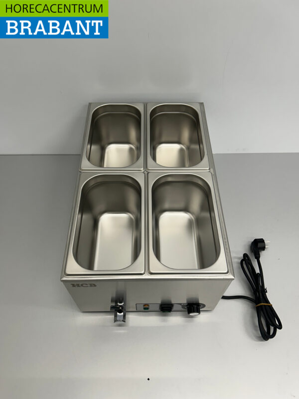 RVS HCB Bain marie 4 x 1/4 GN 230V Horeca - Afbeelding 4