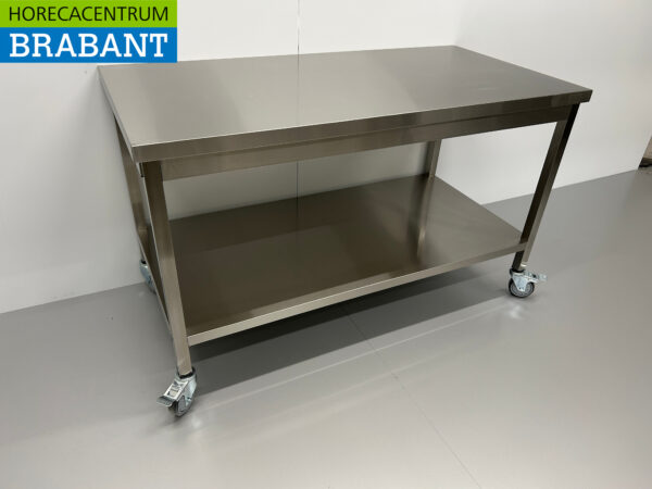 RVS Verrijdbare Werktafel Tafel Op Wielen 140 x 70 x 85 cm Horeca - Afbeelding 3