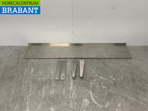RVS Wandschap schap met beugels 160 x 30 cm Horeca