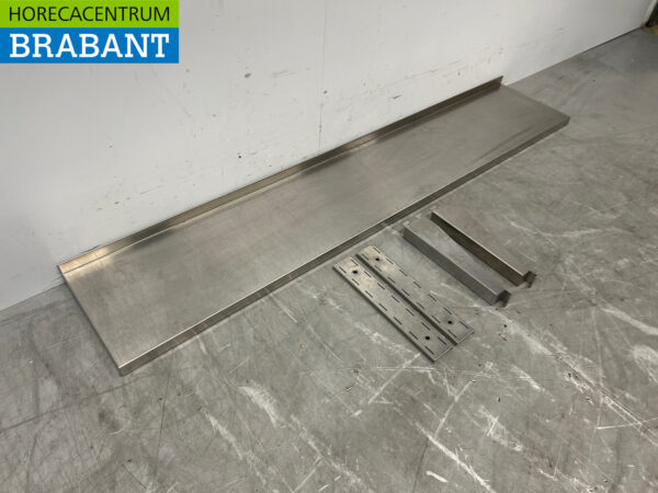 RVS Wandschap schap met beugels 160 x 30 cm Horeca - Afbeelding 2