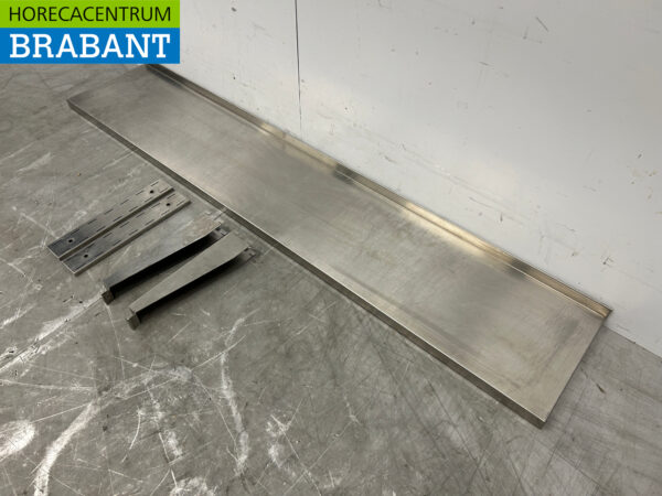 RVS Wandschap schap met beugels 160 x 30 cm Horeca - Afbeelding 3