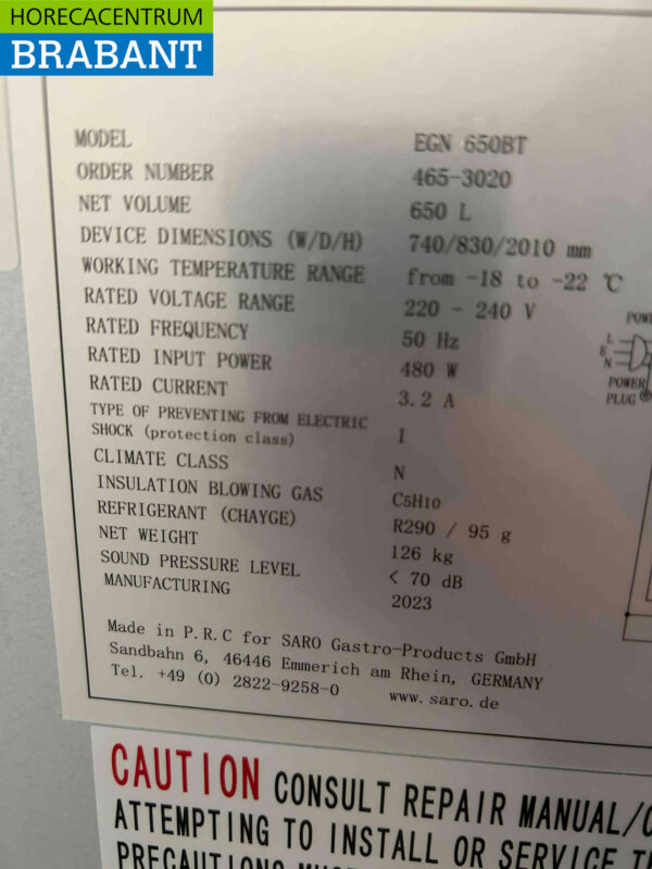 Saro RVS Vriezer vrieskast 650 liter 230V Horeca - Afbeelding 5
