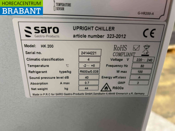 Saro Koelkast Koeling 129 liter 230V Horeca - Afbeelding 5