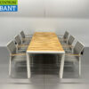 Best Freizeitmöbel Terras set eettafel met 6 stoelen Wit Teakhout Horeca - Afbeelding 2