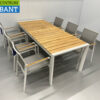 Best Freizeitmöbel Terras set eettafel met 6 stoelen Wit Teakhout Horeca - Afbeelding 3