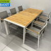Best Freizeitmöbel Terras set eettafel met 6 stoelen Wit Teakhout Horeca - Afbeelding 4