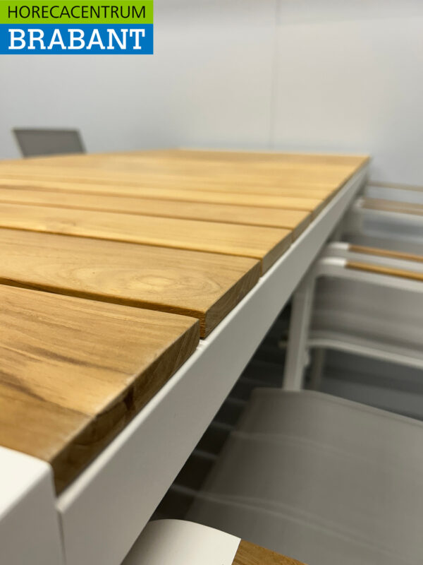 Best Freizeitmöbel Terras set eettafel met 6 stoelen Wit Teakhout Horeca - Afbeelding 5