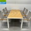 Best Freizeitmöbel Terras set eettafel met 6 stoelen Wit Teakhout Horeca - Afbeelding 2