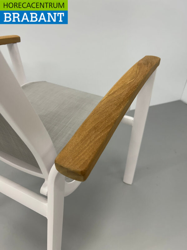 Best Freizeitmöbel Terras set eettafel met 6 stoelen Wit Teakhout Horeca - Afbeelding 12