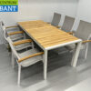 Best Freizeitmöbel Terras set eettafel met 6 stoelen Wit Teakhout Horeca - Afbeelding 3