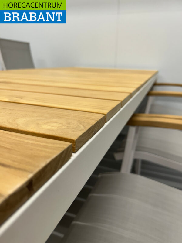 Best Freizeitmöbel Terras set eettafel met 6 stoelen Wit Teakhout Horeca - Afbeelding 5