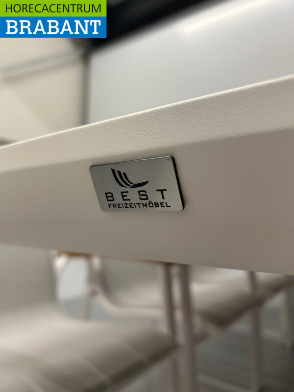 Best Freizeitmöbel Terras set eettafel met 6 stoelen Wit Teakhout Horeca - Afbeelding 7