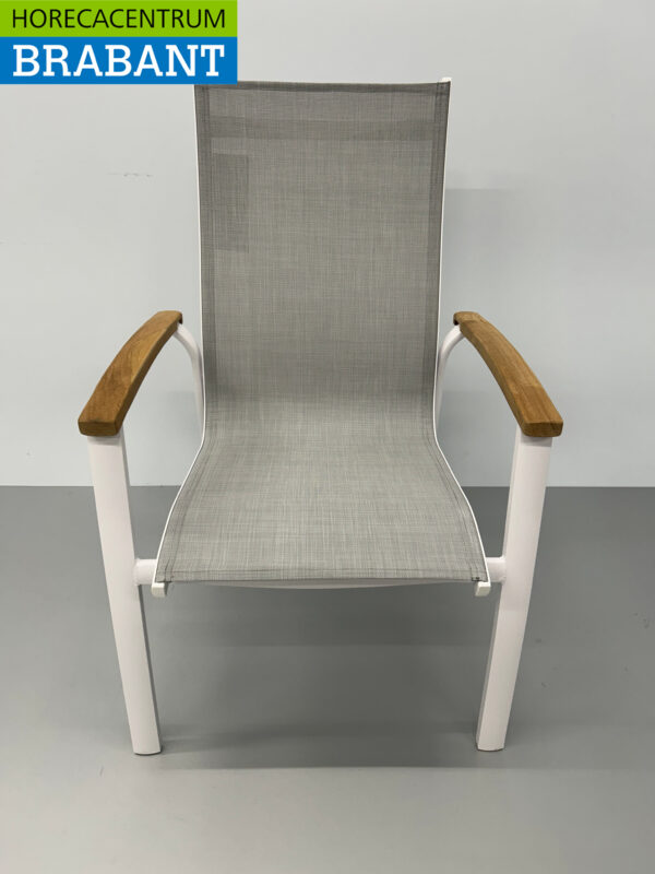 Best Freizeitmöbel Terras set eettafel met 6 stoelen Wit Teakhout Horeca - Afbeelding 8